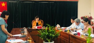 Toàn cảnh buổi nghiệm thu đề tài do ThS. Nguyễn Thị Khuyến - chủ nhiệm đề tài