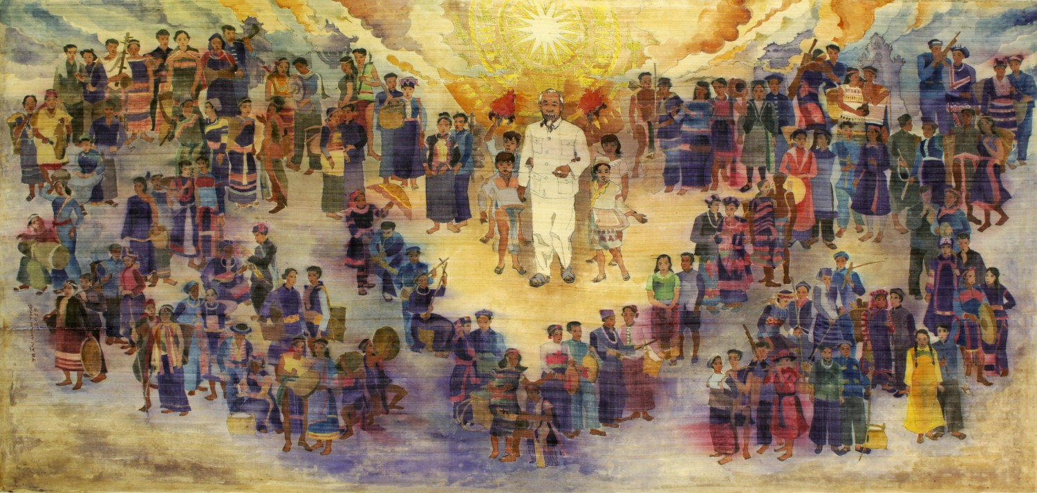 Bác Hồ với đồng bào các dân tộc Việt Nam (tranh lụa của họa sĩ Trần Minh Thái) _Ảnh: Tư liệu